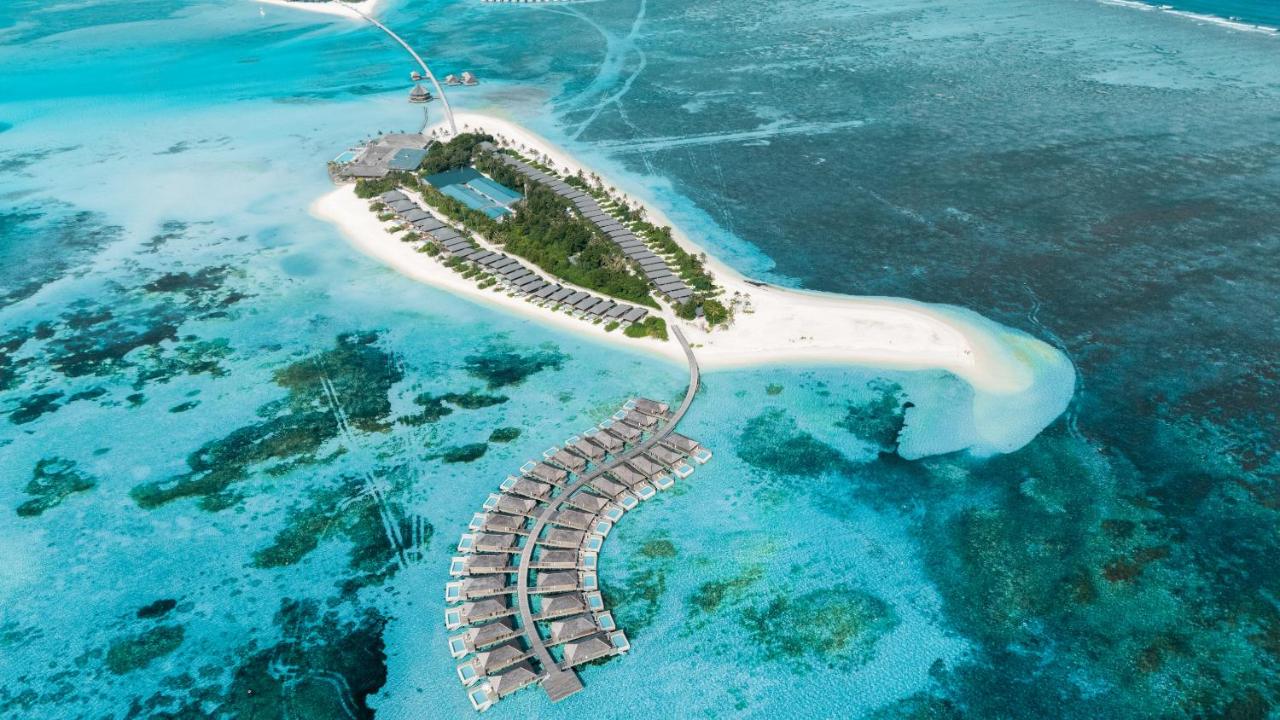 Jawakara Islands Maldives - vista aérea, lagoa turquesa no resort de luxo nas Ilhas Maldivas