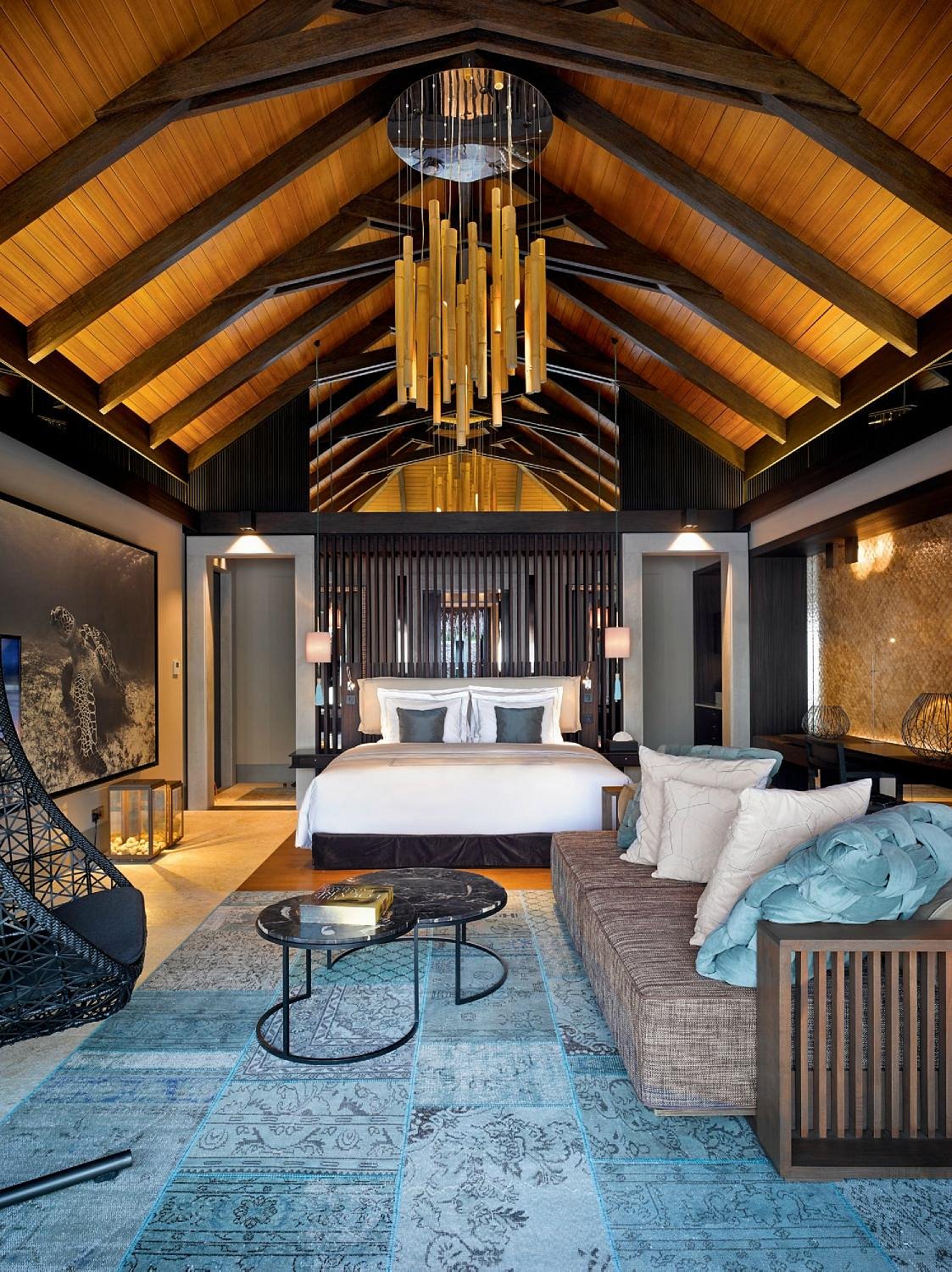 Velaa Private Islands - luxo, cama king-size no resort de luxo nas Ilhas Maldivas