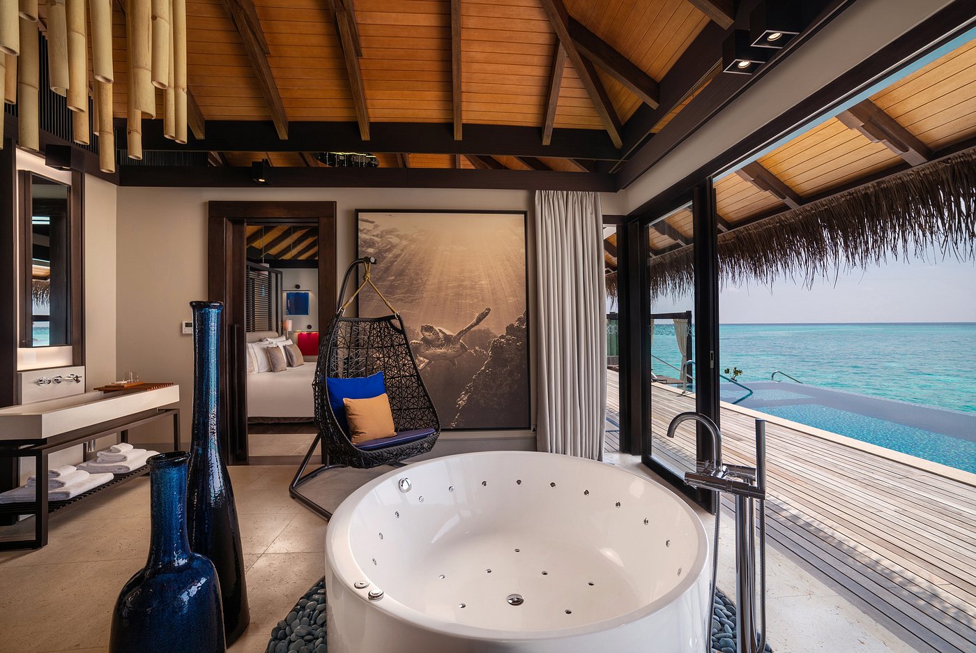 Velaa Private Islands - luxuoso, vista para o mar no resort de luxo nas Ilhas Maldivas